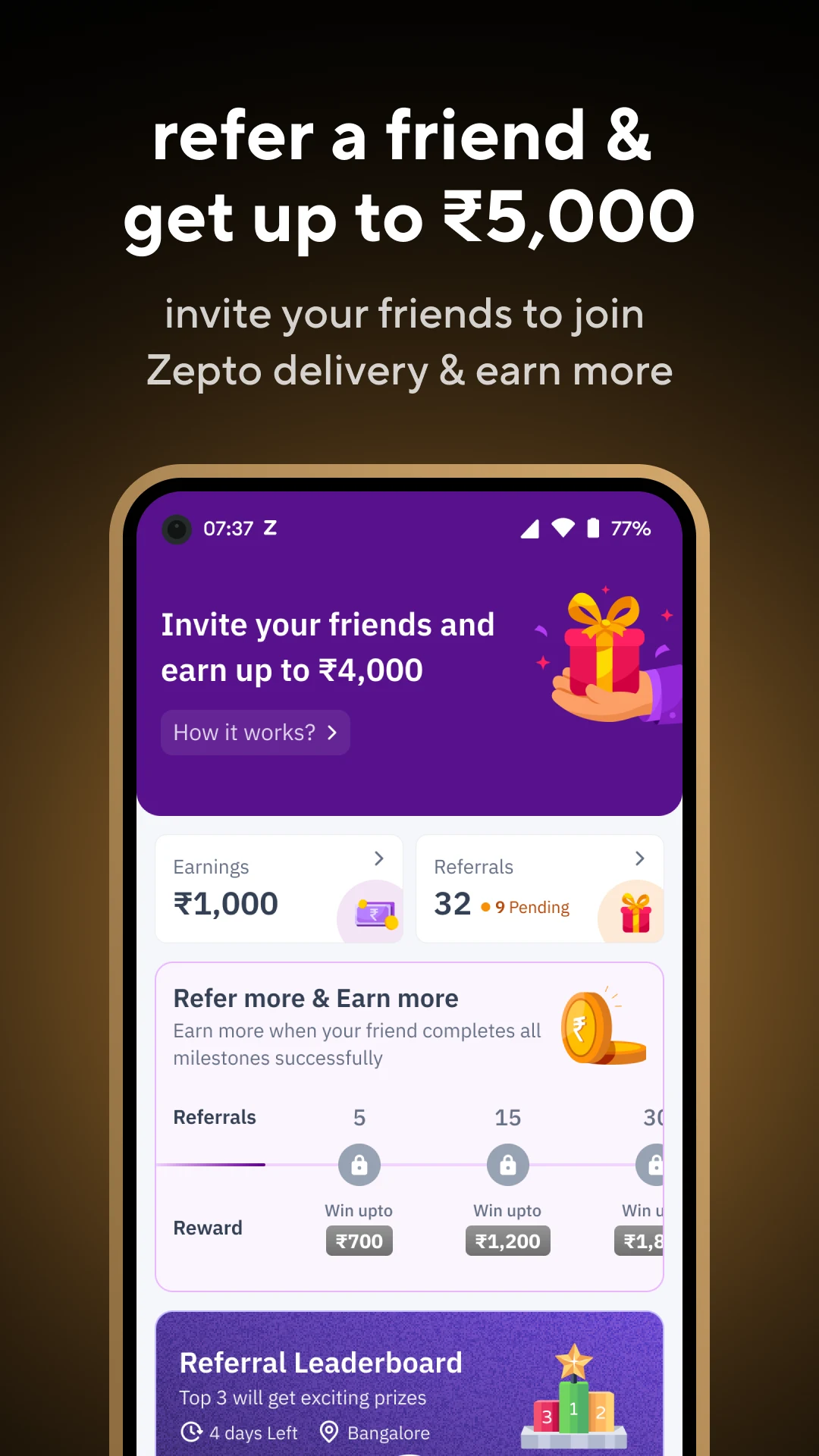 Zepto Delivery Partner App screenshot